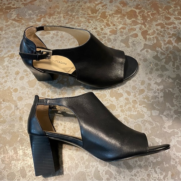 Adrienne Vittadini Shoes Heels Woman’s Leather Bootie Open Toe 7.5 ankle boots - Picture 2 of 10